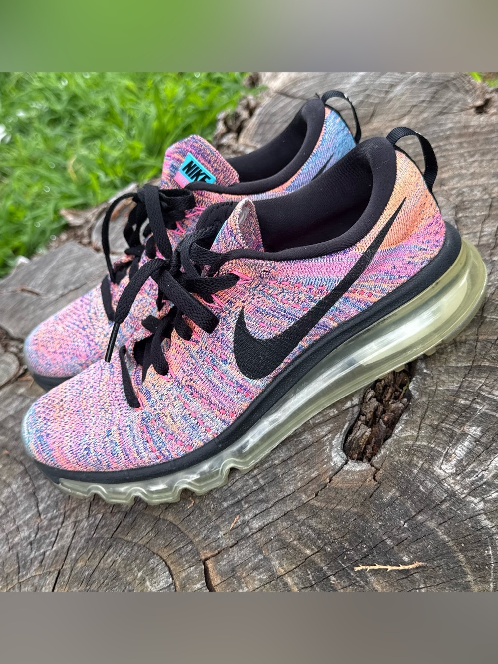 Nike Women's Flyknit Air Max Multicolor Running Shoes Sneakers Size 7